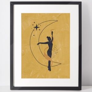 Wall Art Bohemian Woman Silhouette Celestial Print Poster Illustration Unframed